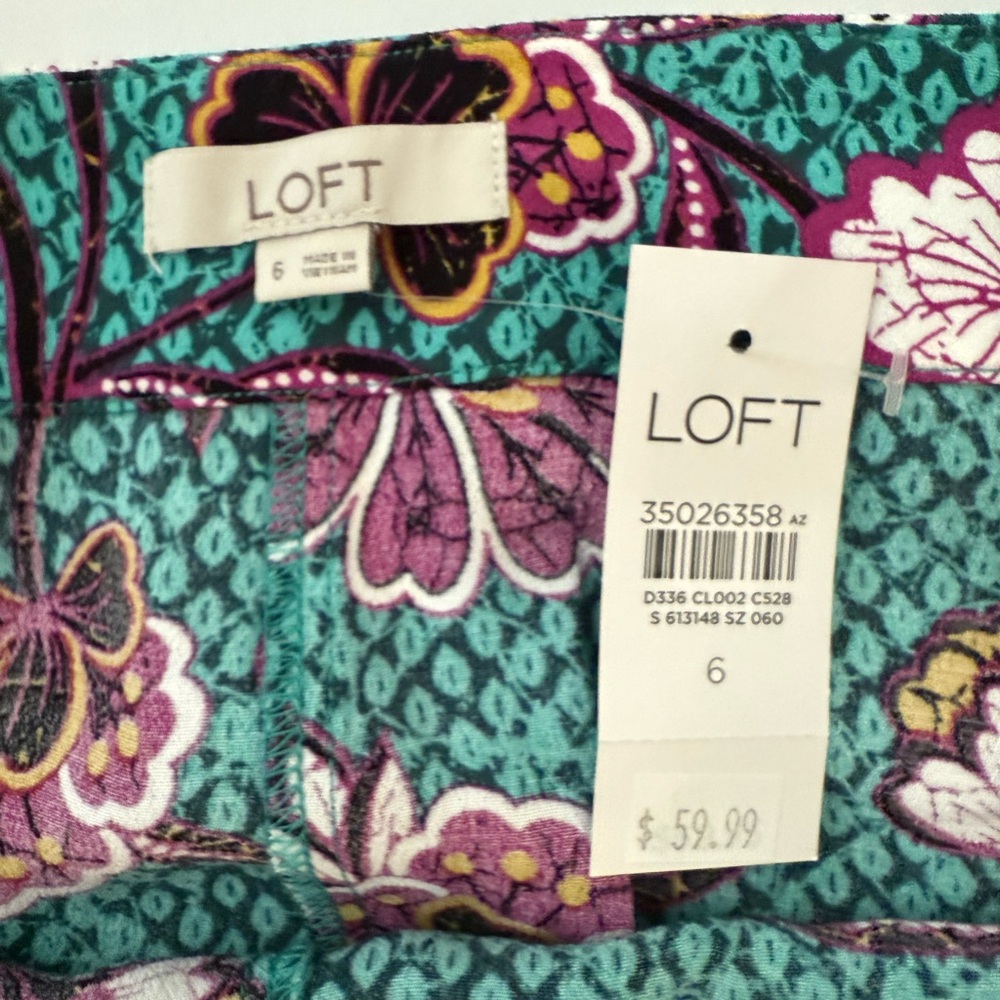 LOFT Floral Patterned Seamed Skirt - Teal and Purple - Size 6- 🔥NWT - Picture 4 of 5